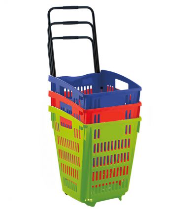 Panier de supermarché à roulettes 52L