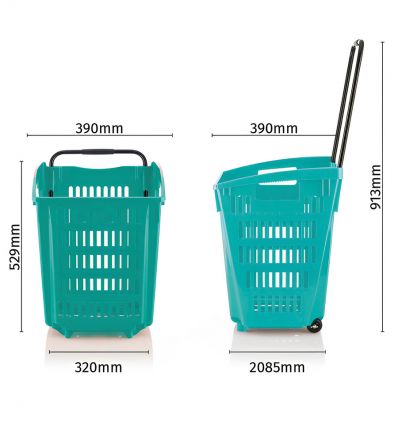 Panier de supermarché à roulettes 52L