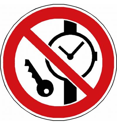 Panneau Articles métalliques ou montres interdits - P008