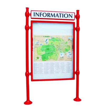Panneau d'affichage extérieur avec vitrine double face et bandeau