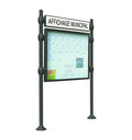 Panneau d'affichage extérieur avec vitrine double face et bandeau