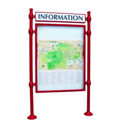 Panneau d'affichage extérieur avec vitrine double face et bandeau