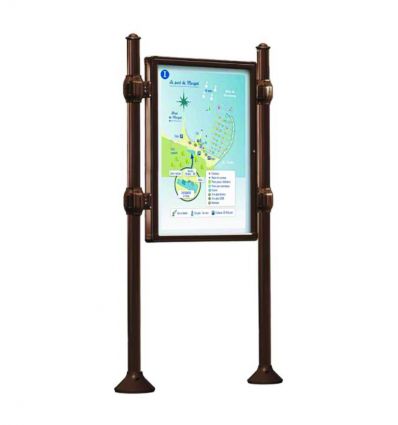 Panneau d'affichage extérieur avec vitrine double face