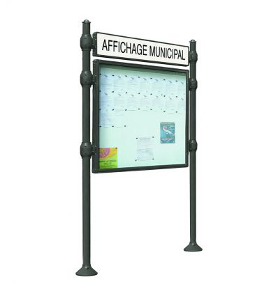 Panneau d'affichage extérieur avec vitrine simple face et bandeau