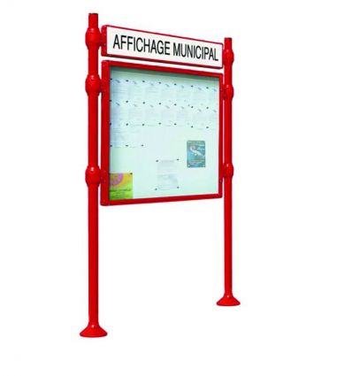 Panneau d'affichage extérieur avec vitrine simple face et bandeau