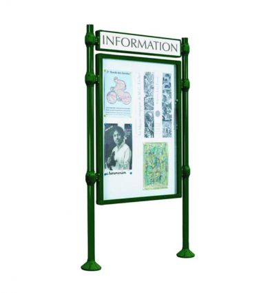Panneau d'affichage extérieur avec vitrine simple face et bandeau