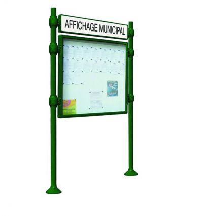 Panneau d'affichage extérieur avec vitrine simple face et bandeau