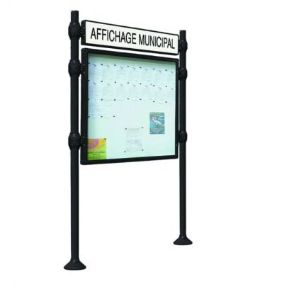 Panneau d'affichage extérieur avec vitrine simple face et bandeau