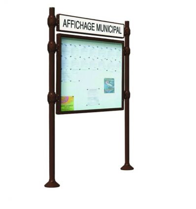 Panneau d'affichage extérieur avec vitrine simple face et bandeau