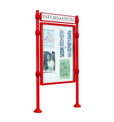 Panneau d'affichage extérieur avec vitrine simple face et bandeau