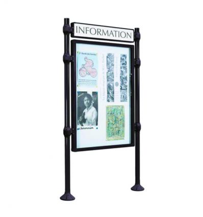 Panneau d'affichage extérieur avec vitrine simple face et bandeau