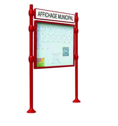 Panneau d'affichage extérieur avec vitrine simple face et bandeau