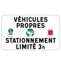 Panneau de stationnement pour véhicules propres limité à 3 heures