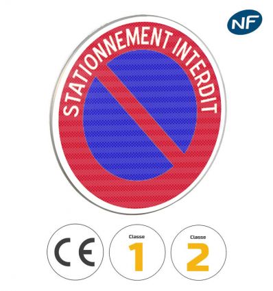 Panneau stationnement interdit (B6a1 avec texte)