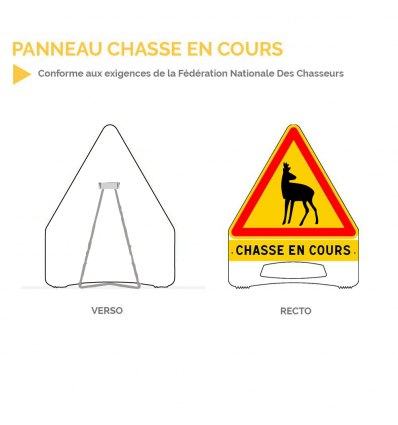 Panneau temporaire Chasse en cours