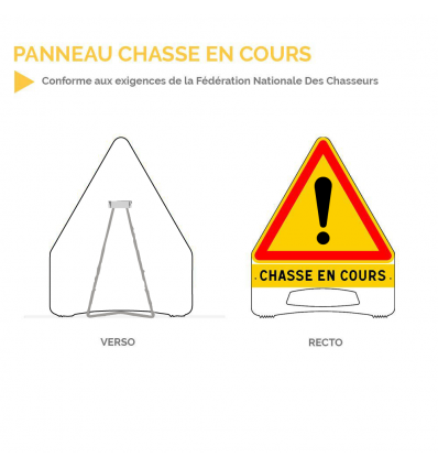 Panneau temporaire Chasse en cours