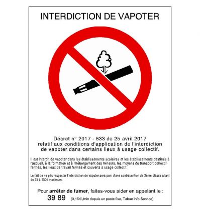 Panneau Vapotage interdit