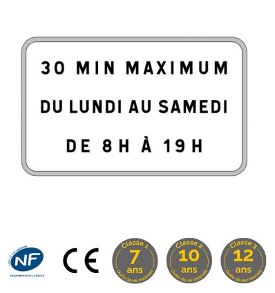 Panonceau M9z stationnement limité