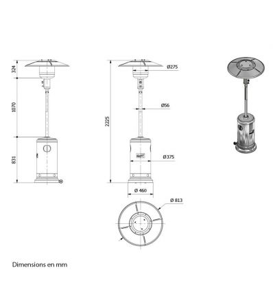 Parasol chauffant gaz professionnel