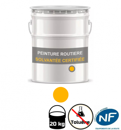 Peinture routière solvantée jaune certifiée sans toluène
