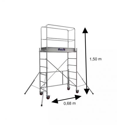Petit échafaudage roulant en acier pliable de 3,8 m de hauteur de travail