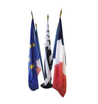 Pied porte-drapeaux en bois pour drapeau intérieur classique