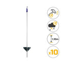 Piquet cloture en fer avec isolateur supérieur (lot de 10)