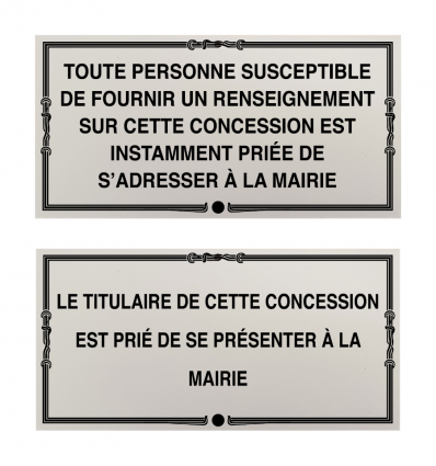 Plaque concession cimetière​