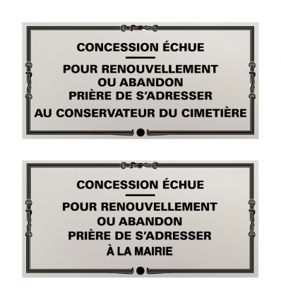 Plaque concession cimetière​