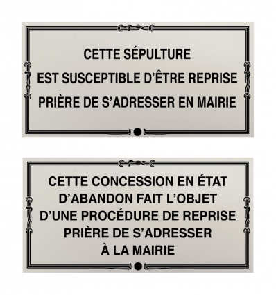 Plaque concession cimetière​