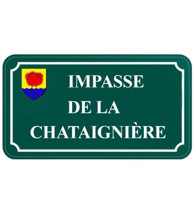 Plaque de rue aluminium couleurs au choix avec blason ou logo