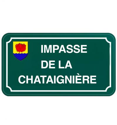 Plaque de rue aluminium couleurs au choix avec blason ou logo