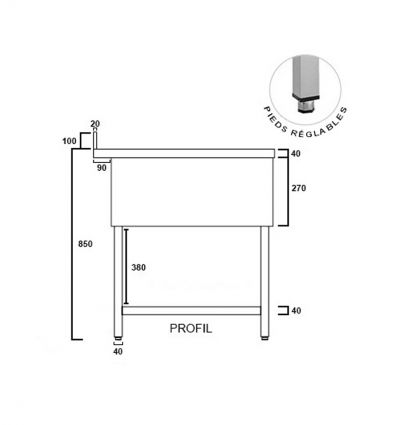 Plonge Inox 1 Bac avec égouttoir