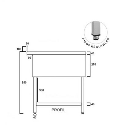 Plonge Inox 1 Bac avec égouttoir