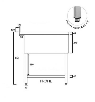 Plonge Inox 1 Bac avec égouttoir
