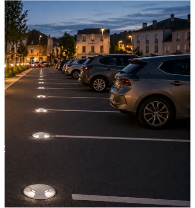 Plot Lumineux Parking LED Rond Quadri-directionnel