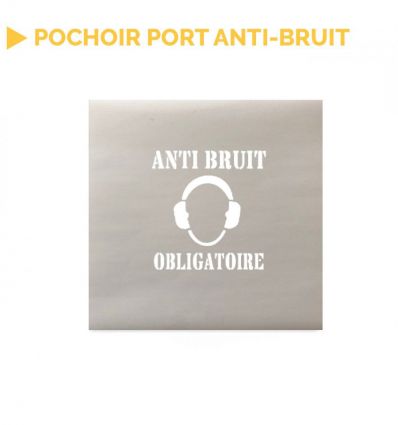 Pochoir port casque anti-bruit avec texte