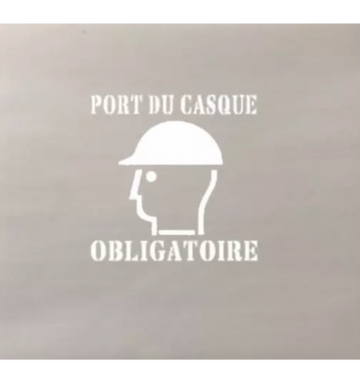Pochoir port du casque de sécurité obligatoire avec texte