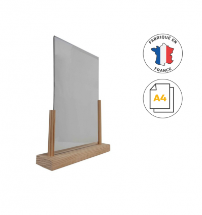 Porte menu de table en bois avec plexi