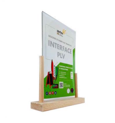 Porte menu de table en bois avec plexi
