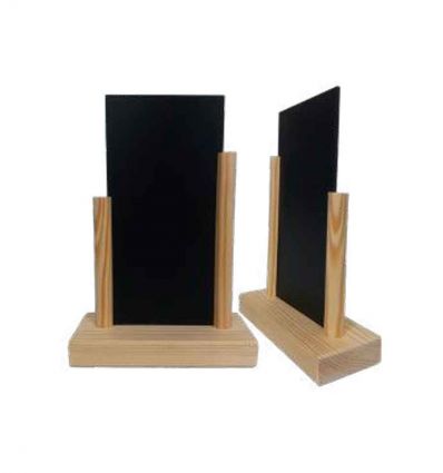 Porte menu de table en bois brut avec ardoise