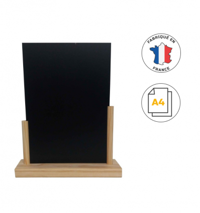 Porte menu de table en bois brut avec ardoise