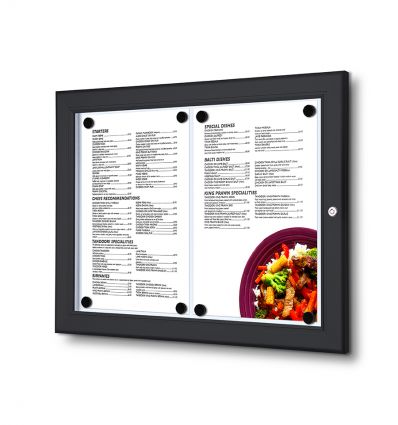 Porte menu mural en alu noir