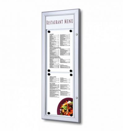 Porte menu mural en alu argenté