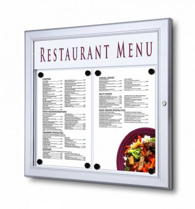 Porte menu mural en alu argenté