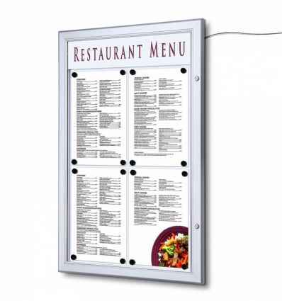 Porte menu mural en alu argenté