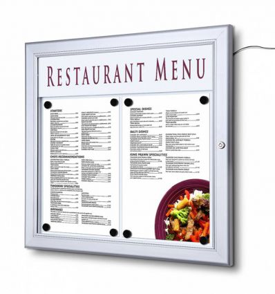 Porte menu mural en alu argenté