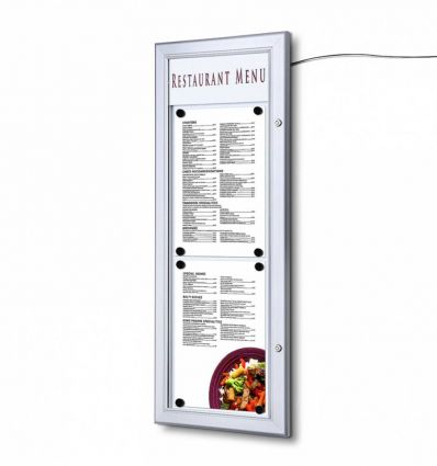Porte menu mural en alu argenté