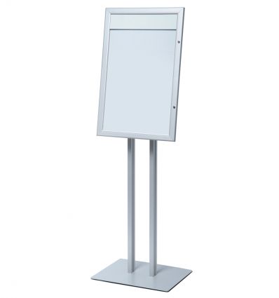 Porte menu sur pied en alu argenté 4 x A4