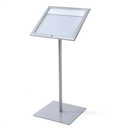 Porte menu sur pied en alu argenté 2 x A4